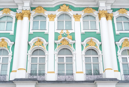 Facade of Hermitage museum on Palace Square in Saint Petersburg.のeditorial素材