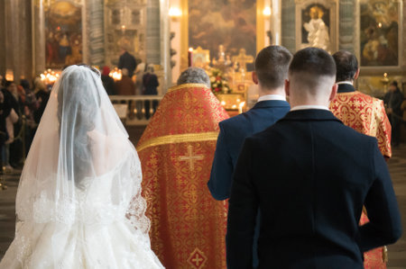 Sankt-Petersburg, Russia, 22.04.2018 - Wedding inside of Kazanskiy Kafedralniy Soborのeditorial素材