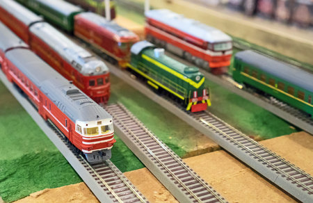 Various soviet train models on exhibition.の写真素材