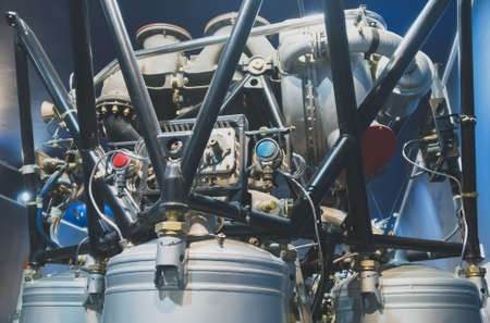 Close-up view of soviet liquid rocket engine.の写真素材