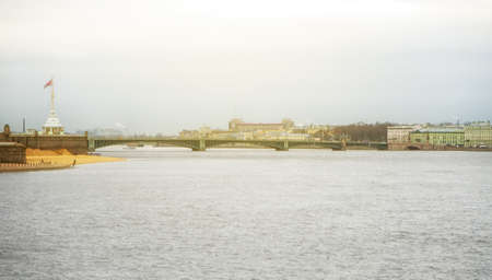 Troitsky drawbridge bridge across the Neva River in St. Petersburg.の写真素材