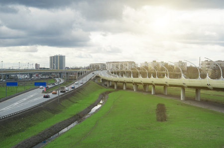 Transport interchange at the intersection with the Tallinn Highway in St. Petersburg.