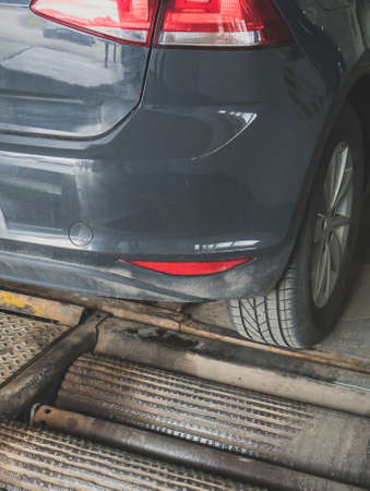 Wheel alignment and balancing in auto service.の写真素材