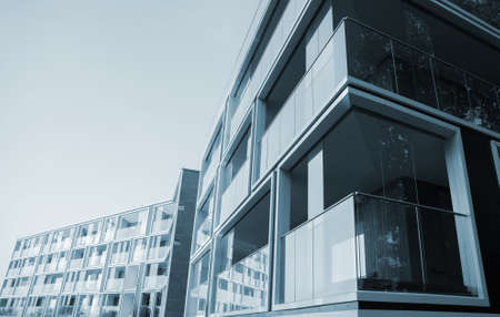 Facade of new modern apartment building.の写真素材