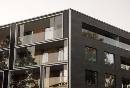 Facade of new modern apartment building.の写真素材