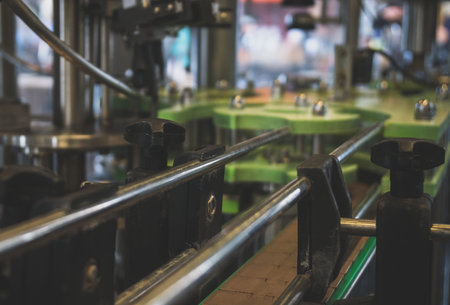 Conveyor for bottling and packing bottles in the factory.の写真素材