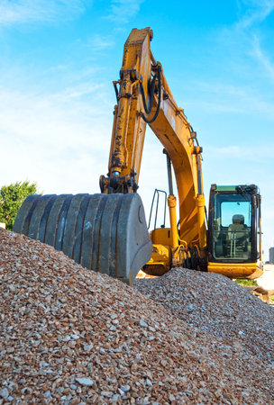 Excavator on construction site.