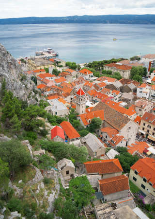 Beautiful summer view on the old town Omis in Croatia.の写真素材
