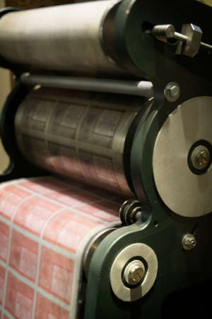 Old money printing machine in a museum.の写真素材