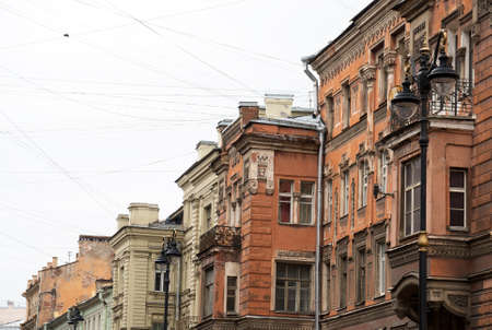Street with old buildings in St. Petersburg, Russia.の写真素材