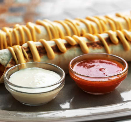 Traditional mexican Enchilada in a restaurant.の写真素材