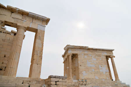 The Temple of Niki Apteros and the Propylaea in the Athenian Acropolis.の写真素材
