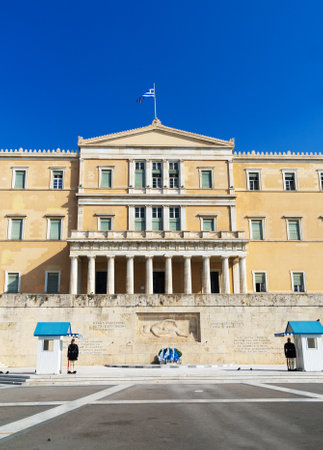 Building of Hellenic Parliament in Athens, Greece.のeditorial素材