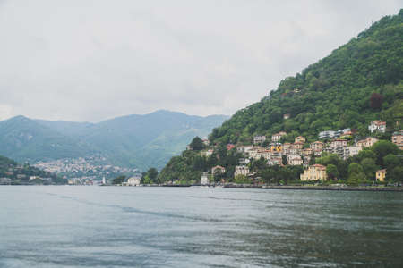 Brunate mountain view from the Como lake.の写真素材