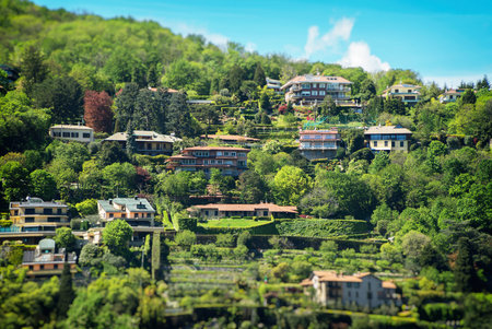 Luxury houses on the mountain in the Alps.