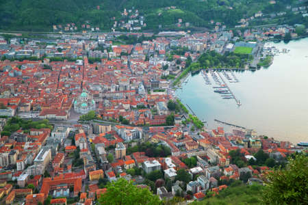 Beautiful view of Como town from Brunate mountain.の写真素材