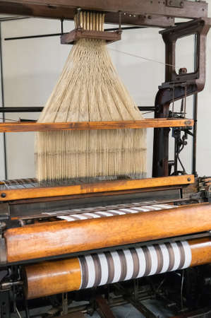 Retro mechanical loom with jacquard harness.の写真素材