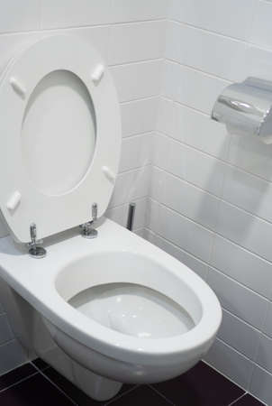 Toilet bowl view in water closet.の写真素材