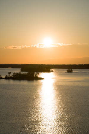 Beautiful summer sunset in the baltic sea. Stockholm archipelago.の写真素材