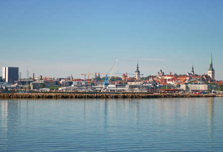 Port of Tallinn and old town in Estonia.の写真素材