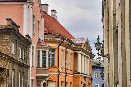 Narrow old streets in old Tallinn, Estonia.の写真素材