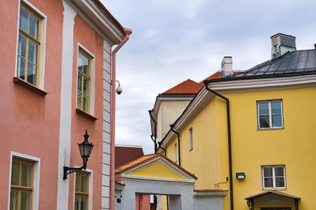Narrow old streets in old Tallinn, Estonia.の写真素材