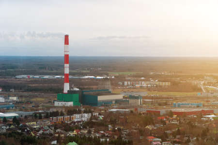 Aerial view of Iru Power Plant near Tallinn, Estonia.の写真素材