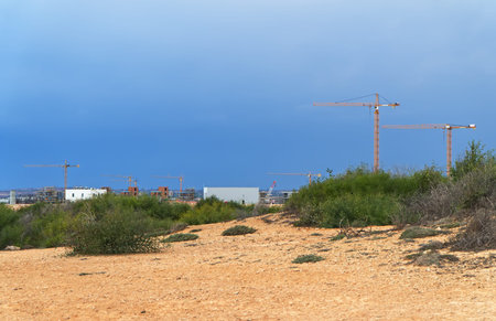 Lots of construction cranes near Ayia Napa in Cyprus.