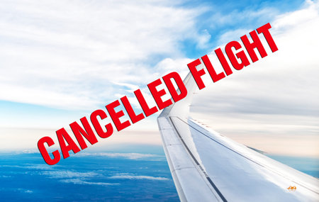 Cancelled flight due Covid-19. Coronavirus concept.