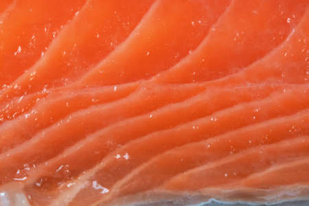 Macro view of red salmon slice.の写真素材