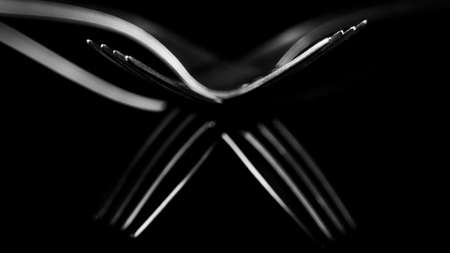 Composition made of forks on the black background.の写真素材