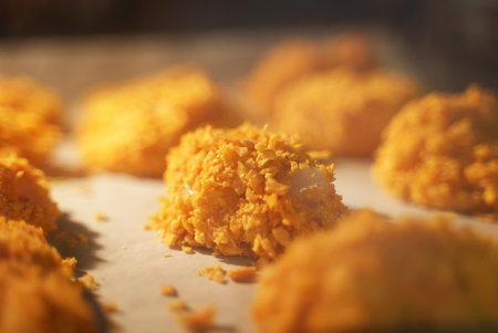 Chicken nuggets are baked in the ovenの写真素材