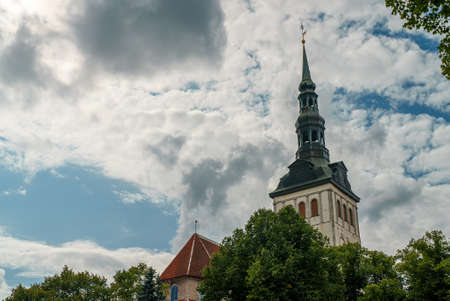View of the St. Nicholas Church in old Tallinn.の写真素材