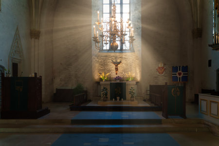 Inside the cathedral of Haapsalu Castle.のeditorial素材