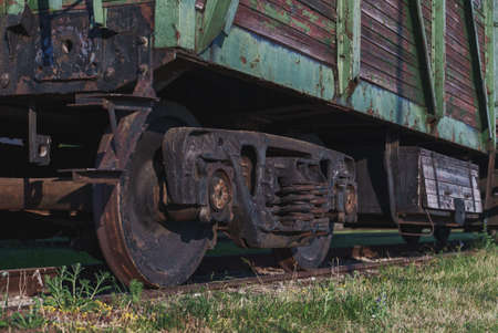 Wooden train carriage in open air museum.の写真素材