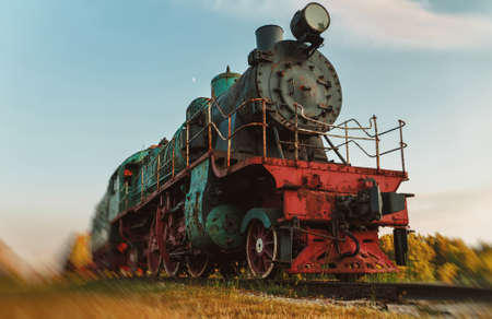 Old rusty steam locomotive in open air museum.の写真素材
