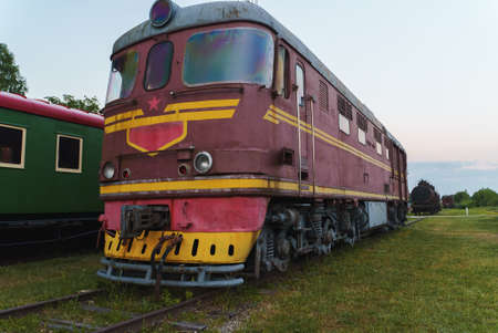 Soviet diesel locomotive in open air museum.の写真素材