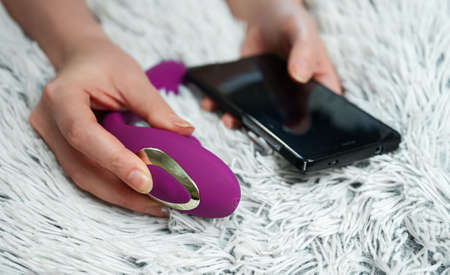 Purple g-spot vibrator with phone app control.の写真素材