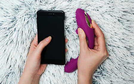 Purple g-spot vibrator with phone app control.の写真素材