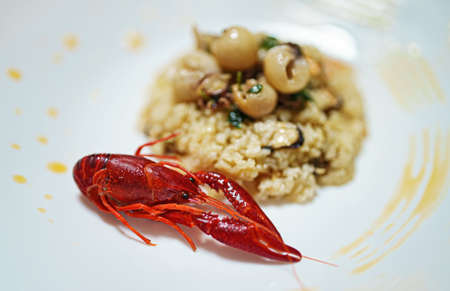 Seafood risotto and Louisiana crayfish.の写真素材