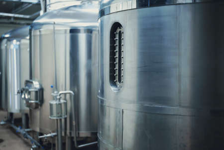 Modern brewery factory interior with reservoirs.の写真素材