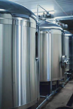 Modern brewery factory interior with reservoirs.の写真素材