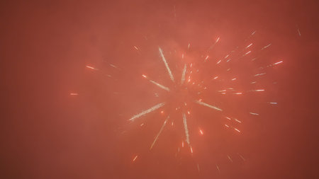 Fireworks in the sky. New year celebration.