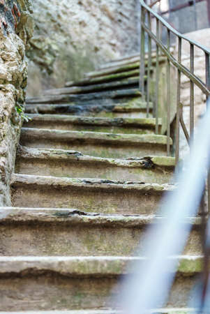 Ancient stone staircase in old city.の写真素材