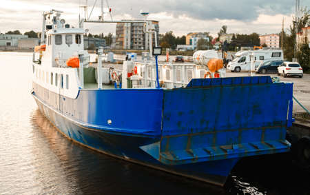 Shipping ferry docked at the pier.の写真素材