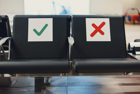 Seats at the airport during coronavirus restrictions.