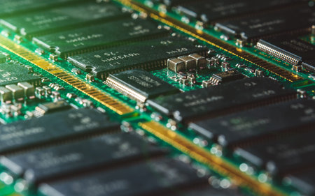 Printed circuit board with electronic components.