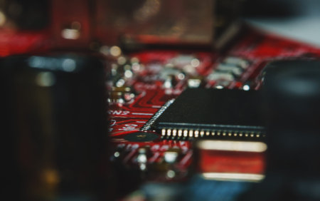 Printed circuit board with electronic components.