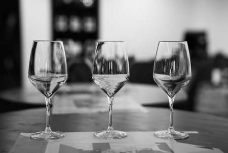 Empty wine glasses at the winery.の写真素材