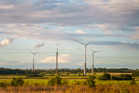 Wind turbines park. Eco-energy concept.